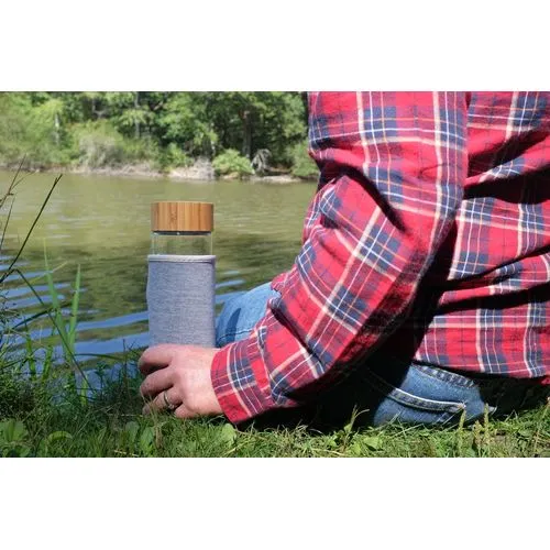 Bouteille en verre double paroi 'Ocha', 400 ml, housse néoprène