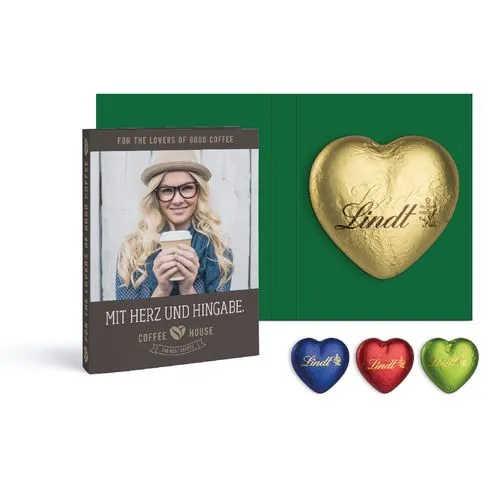 CARTE PERSONNALISABLE avec un coeur en chocolat Lindt 20 g