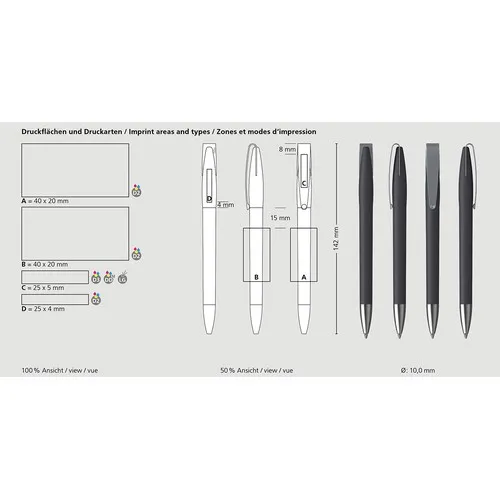 Stylo Bille Softgrip Pivotant Personnalisable - Cobra MMs