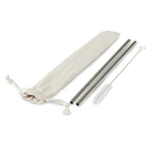 Ensemble Pailles Réutilisables Personnalisables avec Brosse et Pochette