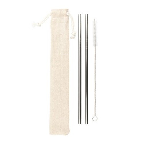 Ensemble Pailles Réutilisables Personnalisables avec Brosse et Pochette