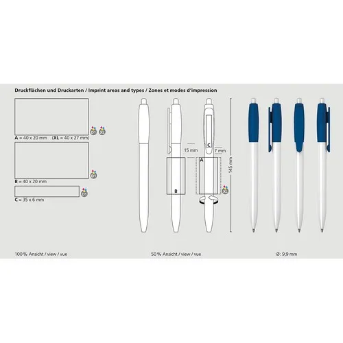 Stylo bille rétractable Klix High Gloss - Finition brillante premium