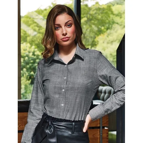 Chemise Manches Longues Coton Slub Chambray Femme