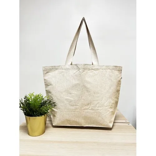 Sac Cabas Coton-Chanvre Tissé en France - Soufflet & Anses Longues