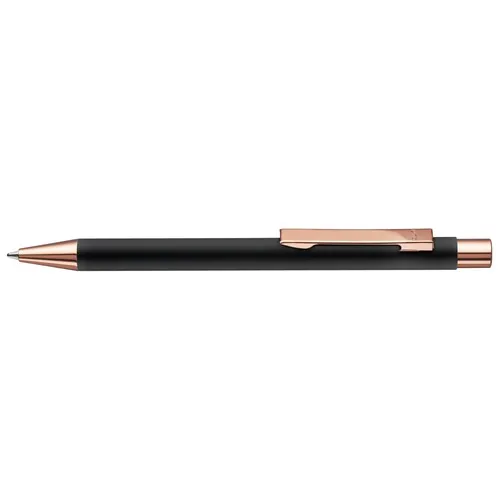 Stylo Bille Rétractable Métal Noir Touch - Finition Or Rose Premium