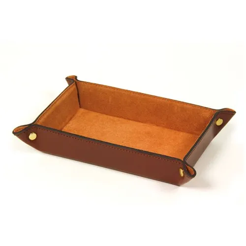 Plateau vide-poche bois et simili cuir personnalisable