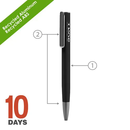 URRGH Stylo à bille en aluminium recyclé avec étui en rubber noir