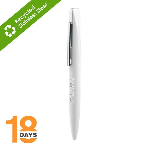 Stylo bille métal twist slim STOCK BLANC MAT