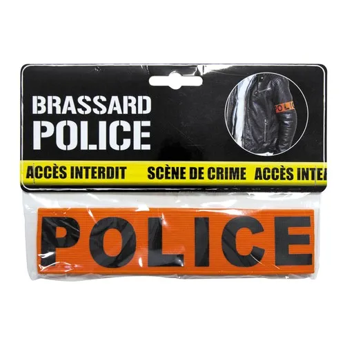 Brassard de sécurité police orange haute visibilité personnalisable