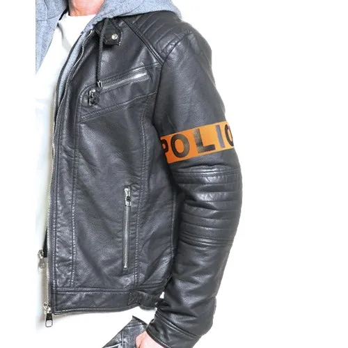 Brassard de sécurité police orange haute visibilité personnalisable