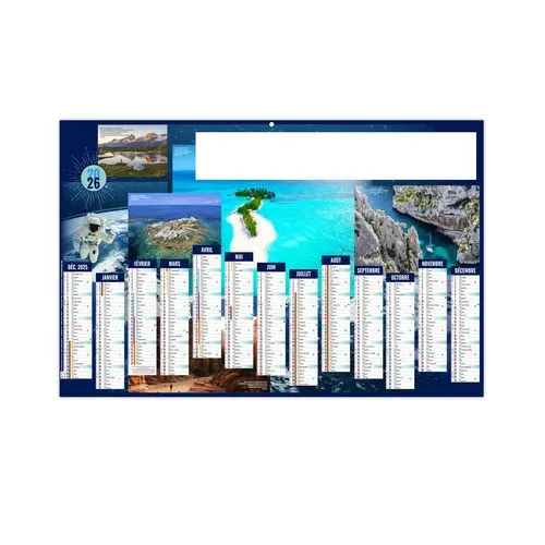 PARADIS TERRESTRES 2026 - MAXI 650 x 405 mm - LEGER 400G - DOS ECOGESTES - SANS MARQUAGE - 1 TROU EN TETE