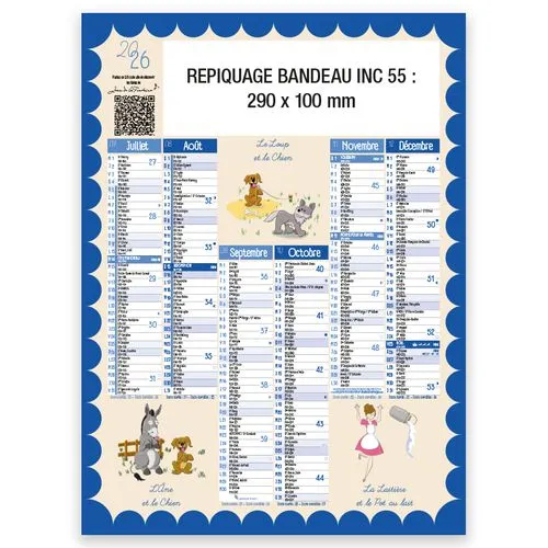 Calendrier Bancaire Vertical 2026 Illustré Jean de la Fontaine