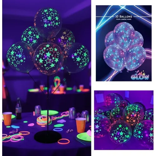 10 Ballons 30 cm FLUO NEON UV STAR