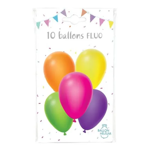 10 Ballons latex FLUO 26 cm