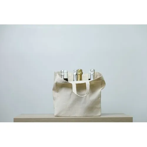 Sac à Bouteille en Coton Naturel Personnalisable avec Anses