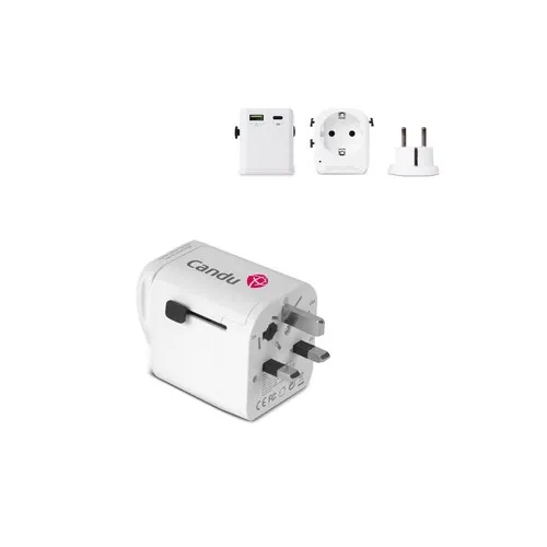 Adaptateur de voyage universel PowerPro en plastique recyclé