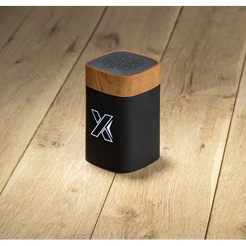 Enceinte Bluetooth 5W Éco-Responsable Bois FSC® - Logo Lumineux