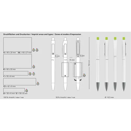 Stylo Bille Rétractable Recyclé Personnalisable - Qube Recycling Mn