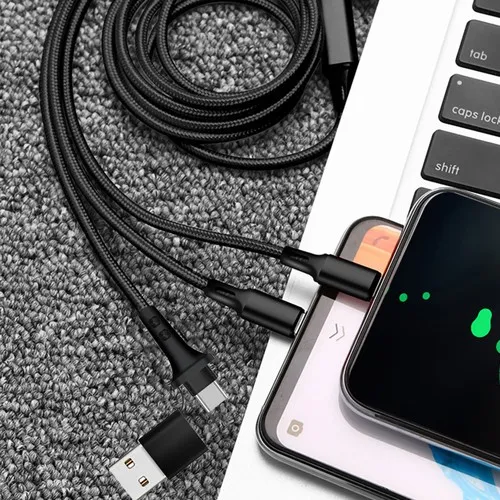 CÂBLE 5 EN 1 À CHARGE RAPIDE 20W - LONG - 1,2M - EN MATÉRIAUX RECYCLÉS