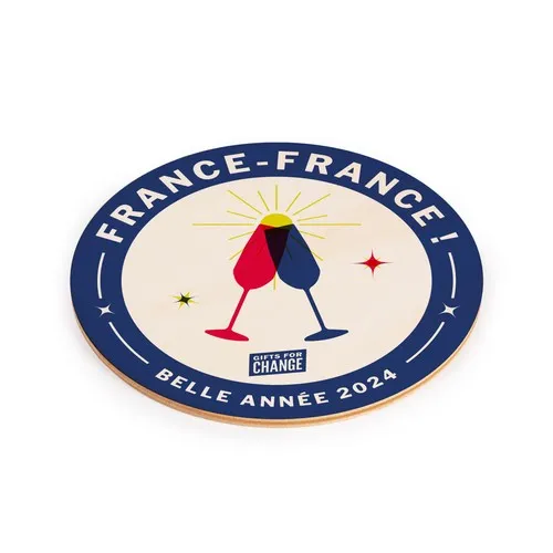 Sous-bock rond en bois personnalisé - Fabrication française