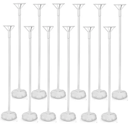 12 tiges à ballons sur pied 43 cm pour ballons avec adhésif