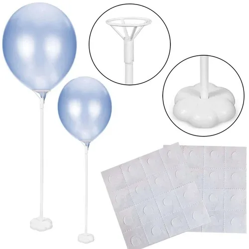 12 tiges à ballons sur pied 43 cm pour ballons avec adhésif