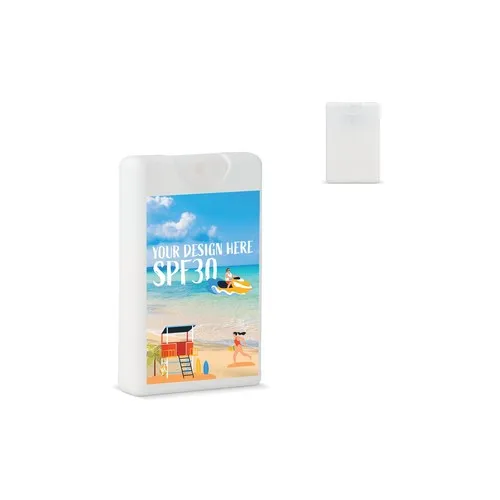 Spray Solaire SPF30 Format Carte en Plastique Recyclé Personnalisable