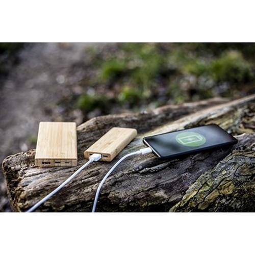 Batterie Externe Bambou 8000 mAh - Charge Rapide Double USB