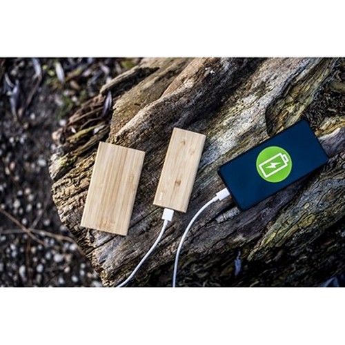 Batterie Externe Bambou 8000 mAh - Charge Rapide Double USB