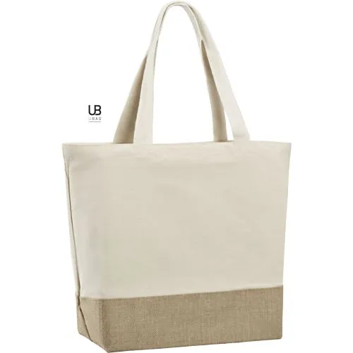 Sac Shopping Coton 220g avec Soufflet et Détails Jute Personnalisable