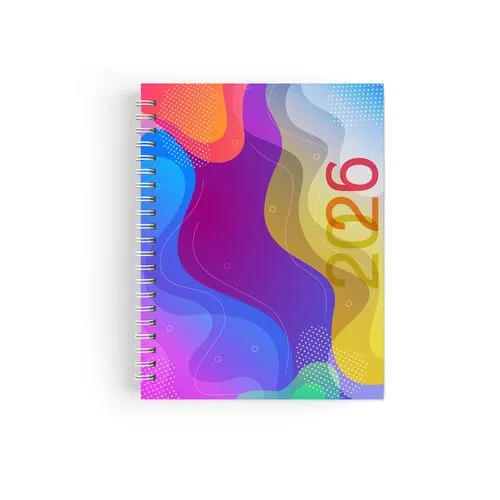 AGENDA SPIRALE MINI 2026 - 90x165mm COUV 400g QUADRI R/V - PELLI MAT 1ERE+4EME - ATLAS + SEMAINIER STANDARD 128 PAGES 80g - SPIRALE BLANCHE + PERFO DES ANGLES