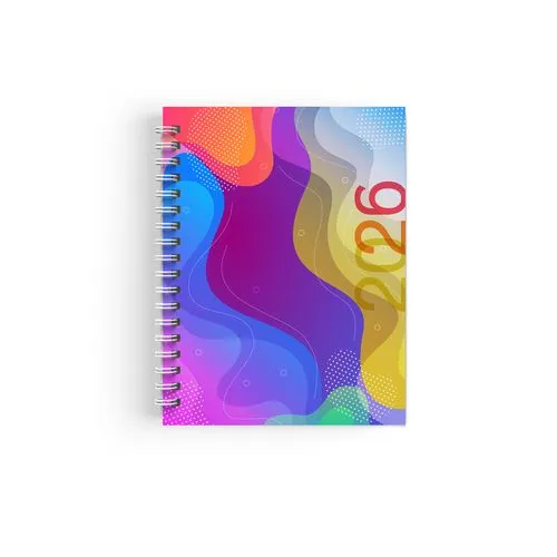 AGENDA SPIRALE MINI 2026 - 90x165mm COUV 400g QUADRI R/V - PELLI MAT 1ERE+4EME - ATLAS + SEMAINIER STANDARD 128 PAGES 80g - SPIRALE BLANCHE + PERFO DES ANGLES