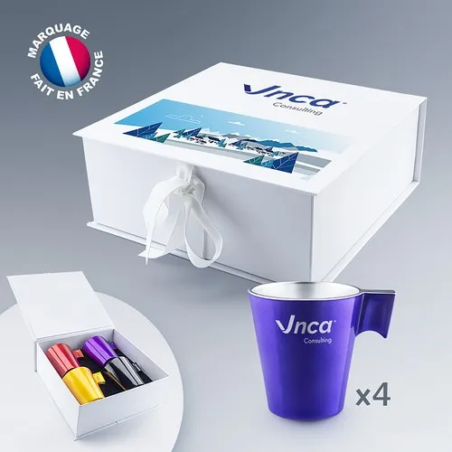 Coffret 4 Tasses en Verre Coloré 8cl - Personnalisables France