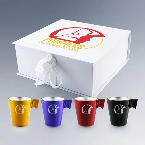 Coffret 4 Tasses en Verre Coloré 8cl - Personnalisables France