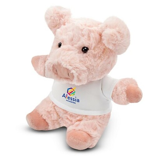 Cochon en Peluche Personnalisable avec T-shirt Sérigraphié