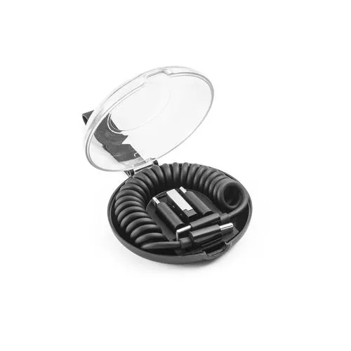 Étui Compact SHELDON - Câble Spiralé Charge Rapide 60W + 3 Adaptateurs