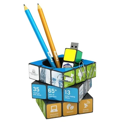 Pot à crayons rotatif personnalisable avec aimants - Plastique recyclé