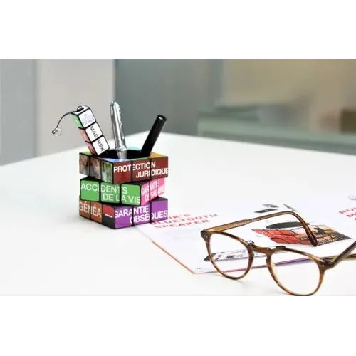 Pot à crayons rotatif personnalisable avec aimants - Plastique recyclé