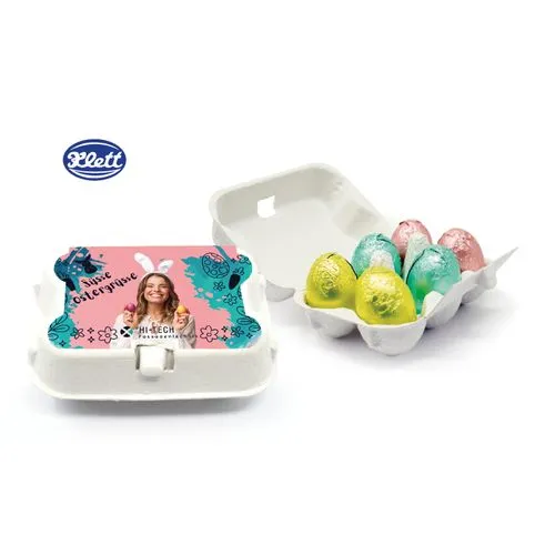 6 OEUFS DE PÂQUES EN CHOCOLATS dans une mini boîte à oeufs