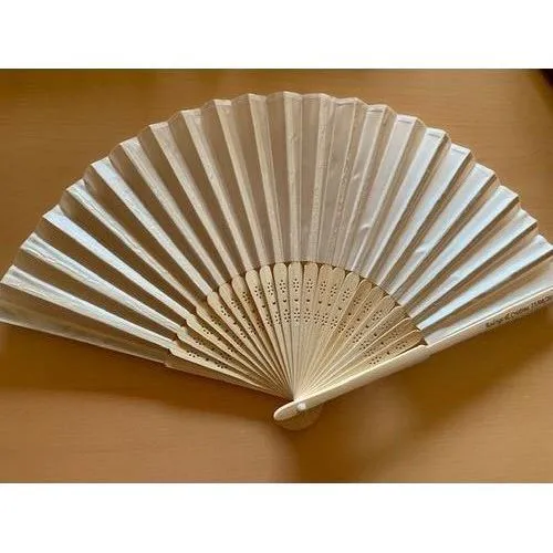 Éventail Bambou et Tissu Personnalisable - Modèle Éco 21 cm