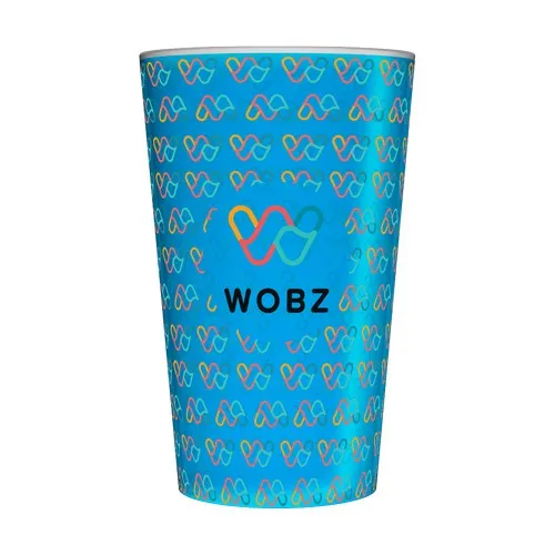 Gobelet réutilisable personnalisé 25cl turquoise - Quadrichromie (Fond Wobz)