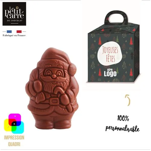 Père Noël Chocolat Bio 50g Personnalisable - Cadeau Client Noël