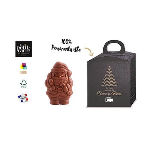 Père Noël Chocolat Bio 50g Personnalisable - Cadeau Client Noël