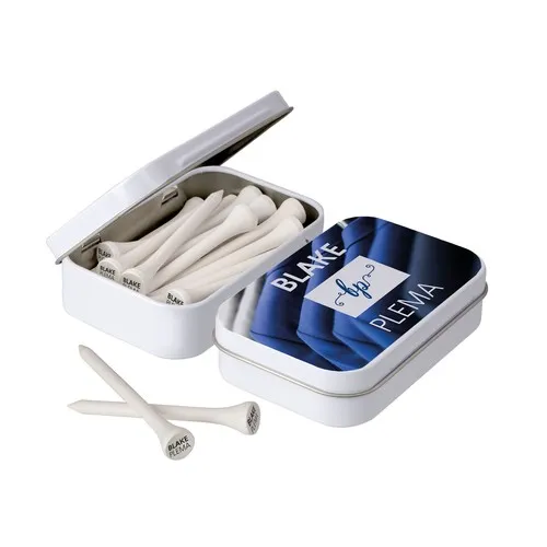 Boîte à charnière avec 20 tees de golf 70mm personnalisables