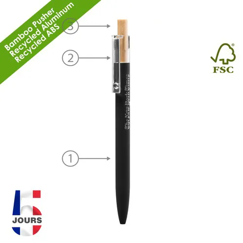 AAARR Stylo bille Alu Recylé rubber Noir FR