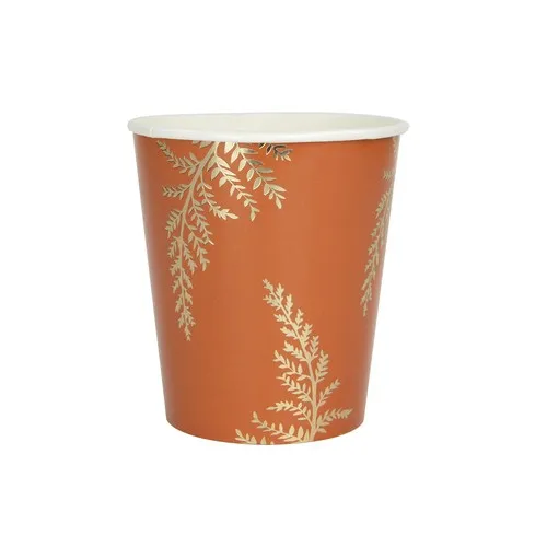 Gobelets Festonnés 200ml Terracotta et Or - Lot de 8