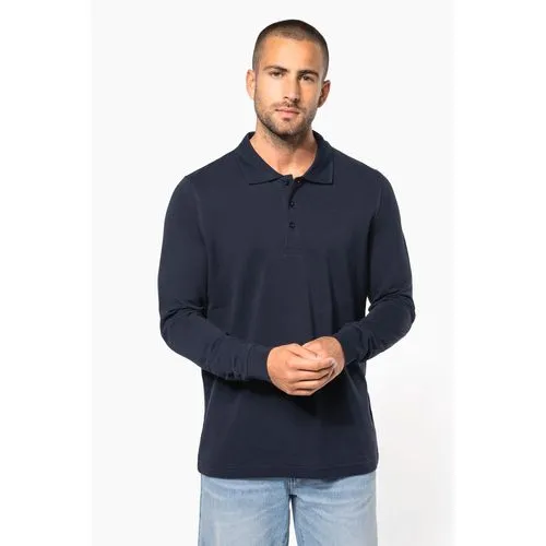 Polo Piqué Manches Longues Homme - Personnalisable par Sérigraphie