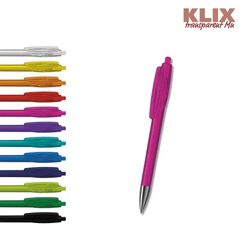 Stylo bille rétractable transparent personnalisable - Klix Mn