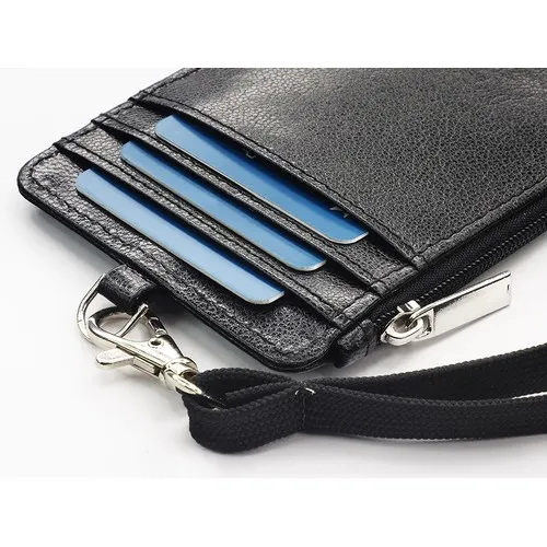 Porte-carte d'identité en cuir avec cordon et protection RFID