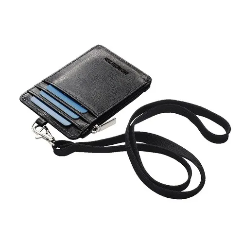 Porte-carte d'identité en cuir avec cordon et protection RFID